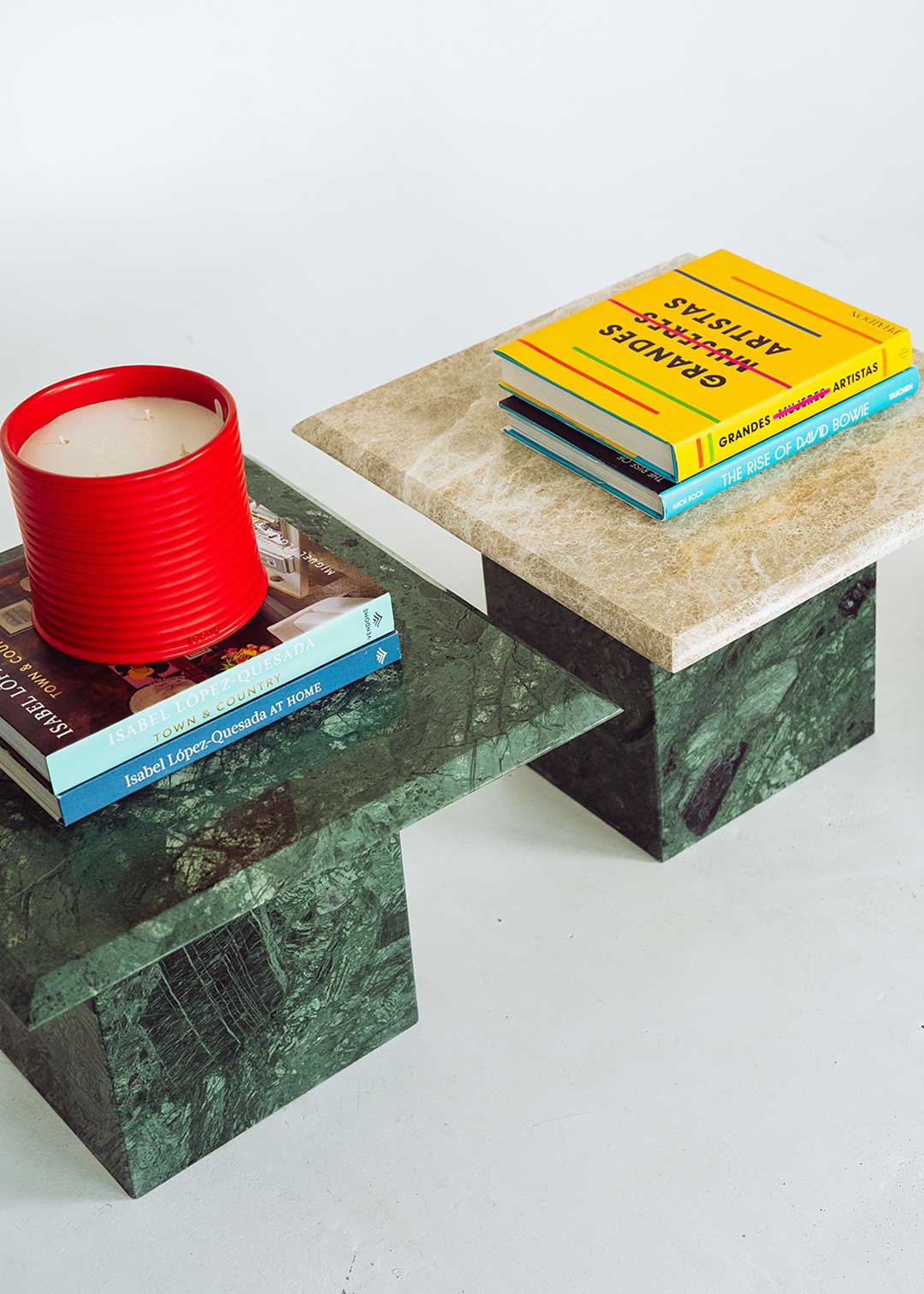 Mesa de apoyo en mármol gris y verde - Canica Collections
