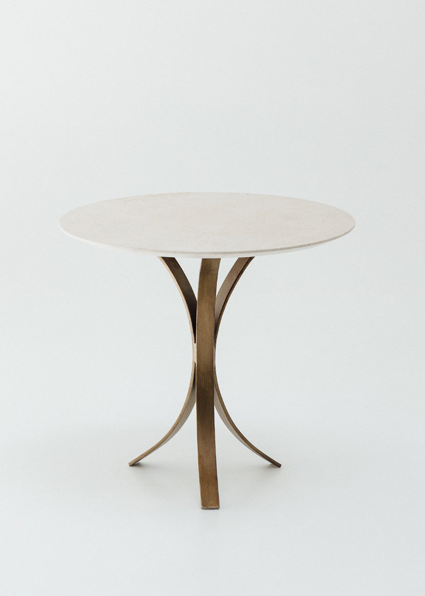 Iron and limestone side table