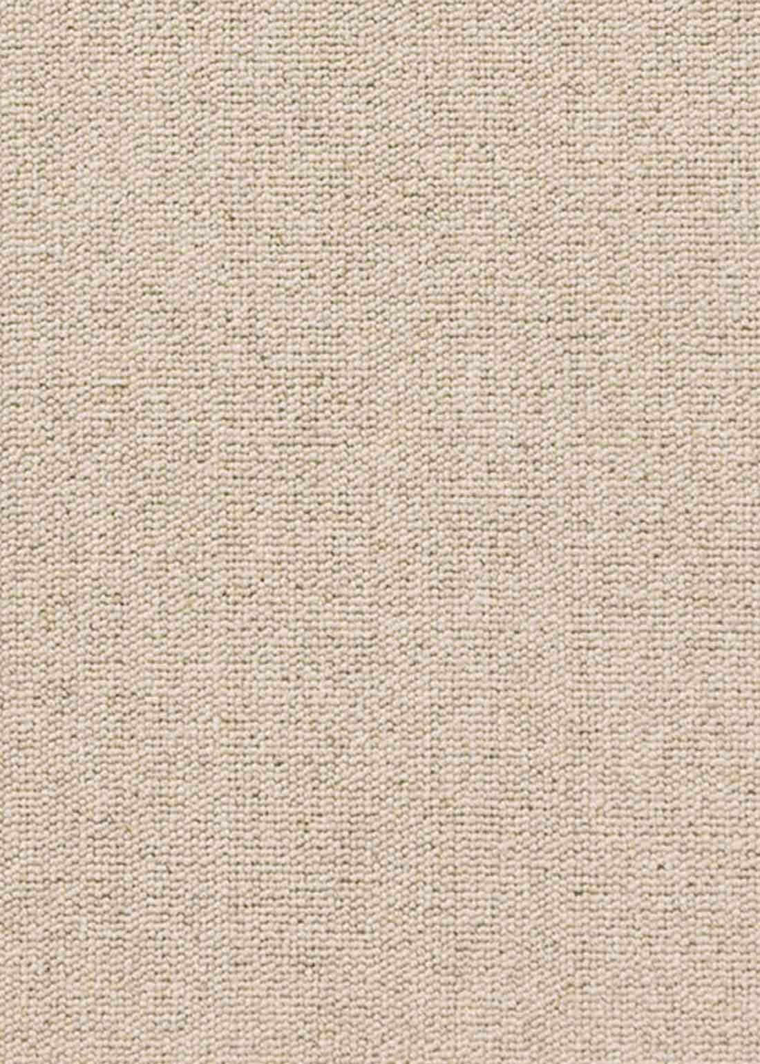 Alfombra fabricada con lana de color beige en telar tufting con superficie en bucle.