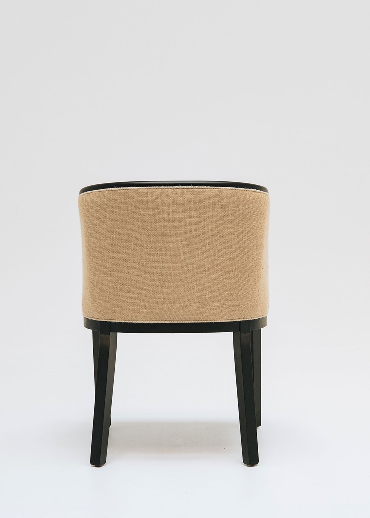 Braided rattan chair with black wood frame