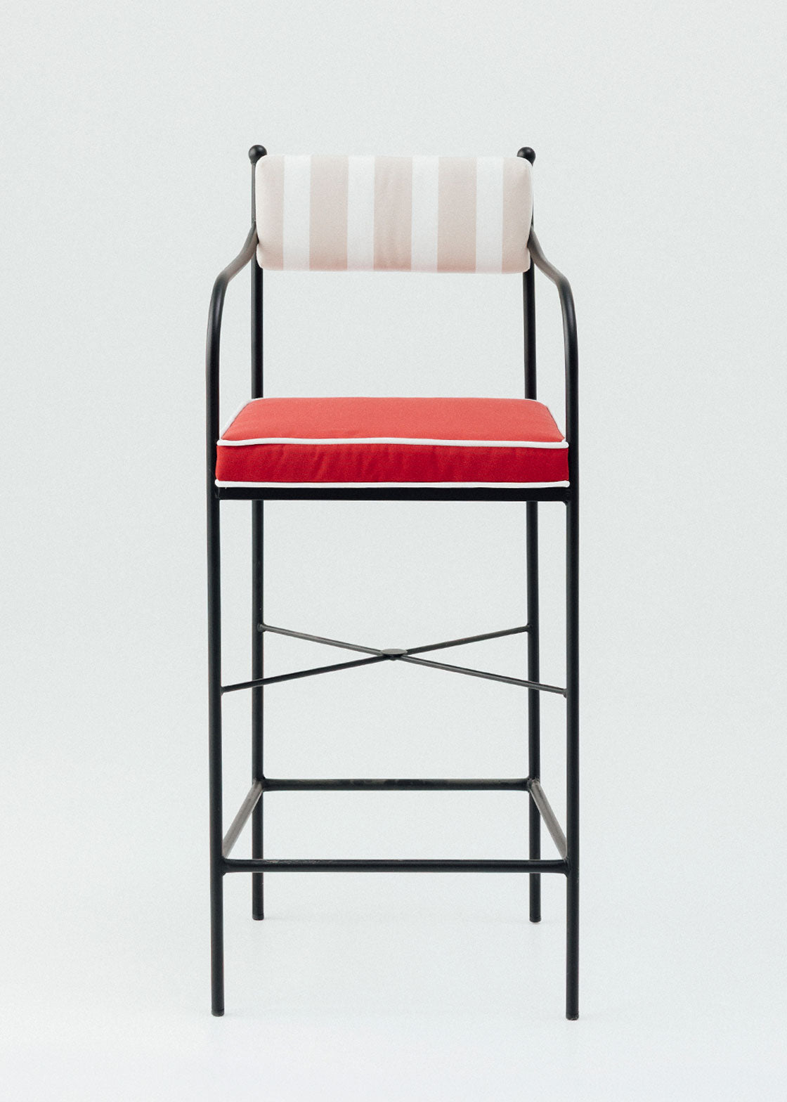 Outdoor steel stool with armrests