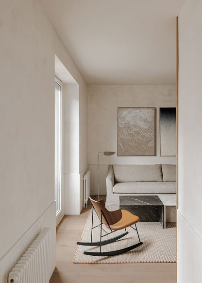 Mesa baja de centro de mármol oscuro Rock Dream o claro Tundra Grey en forma de T.