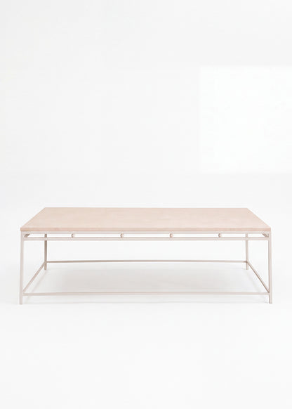 Iron and limestone coffee table