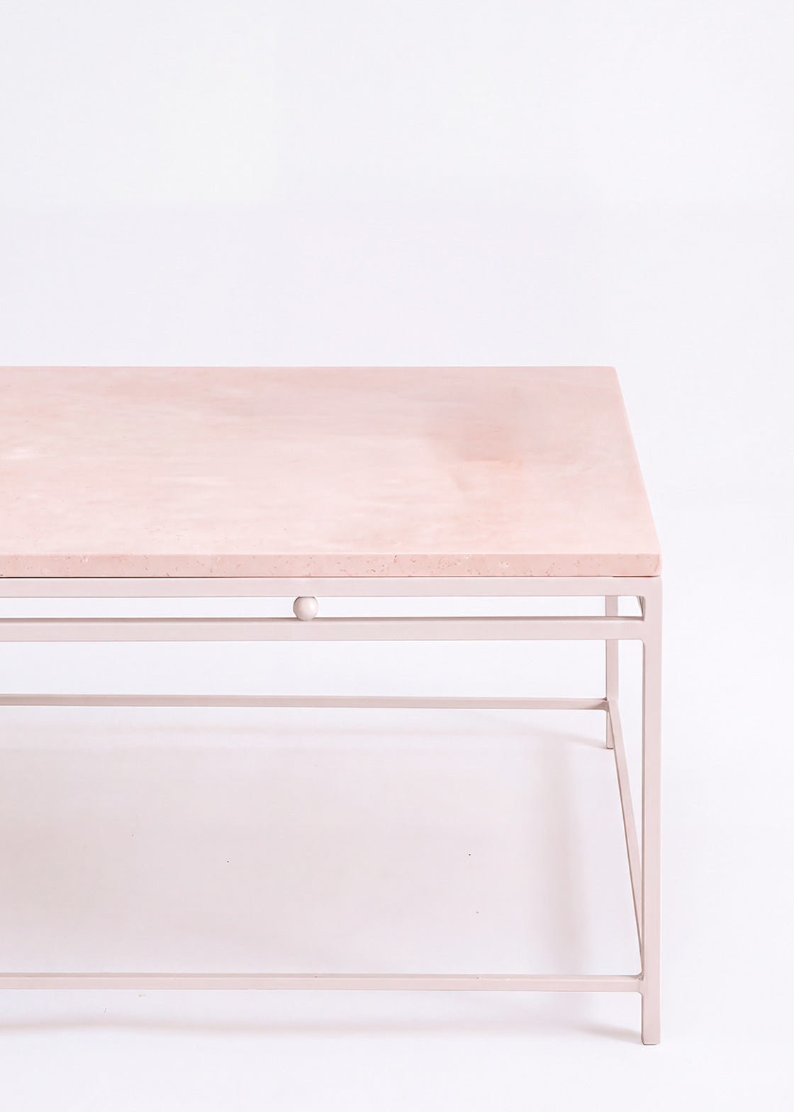 Iron and limestone coffee table