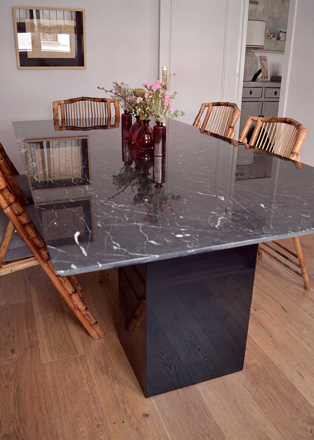 Black marquina marble table