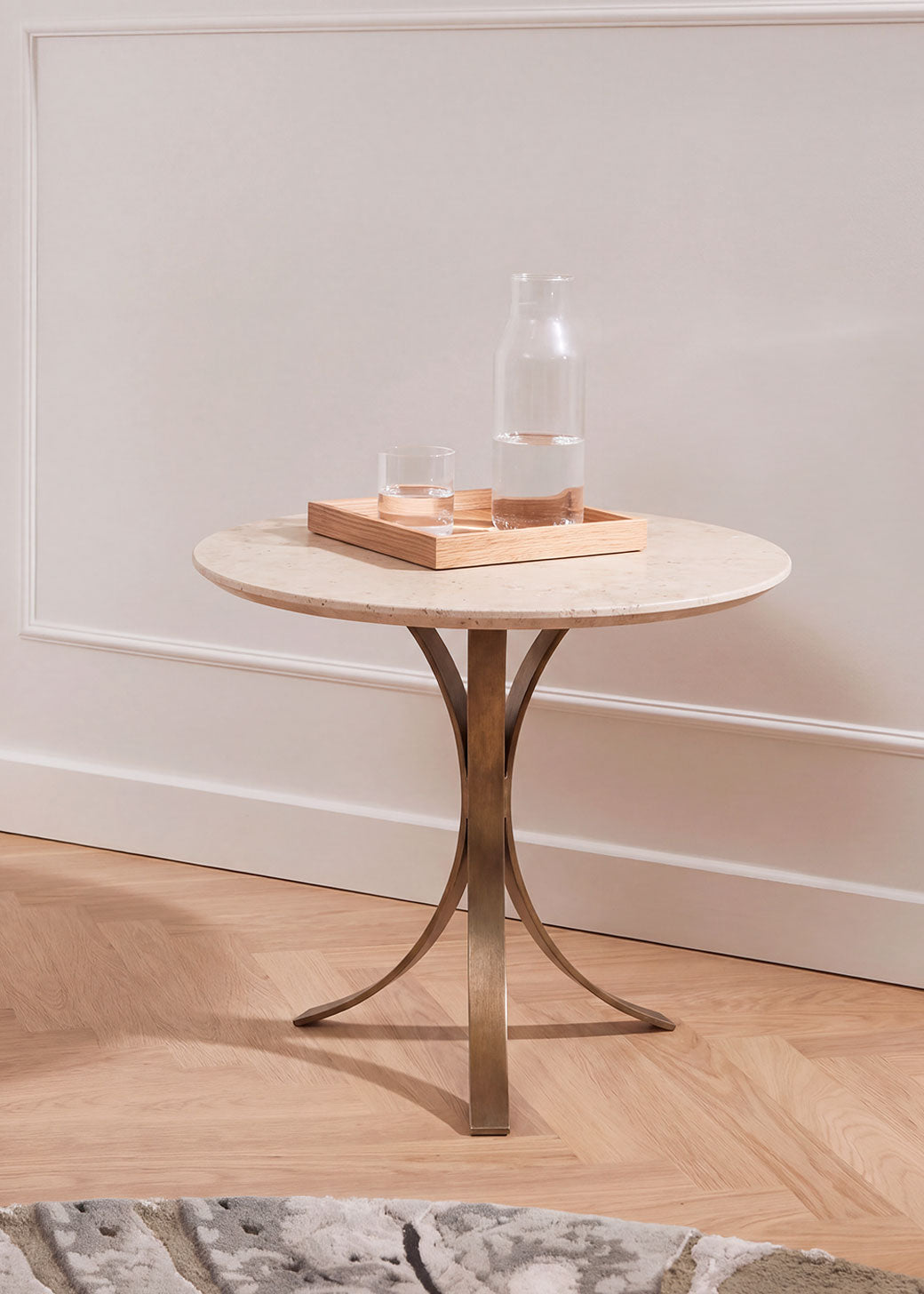 Iron and limestone side table