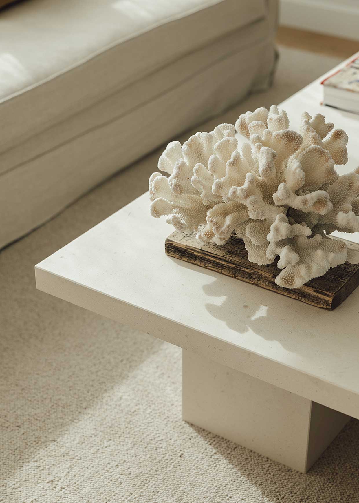 Limestone coffee table