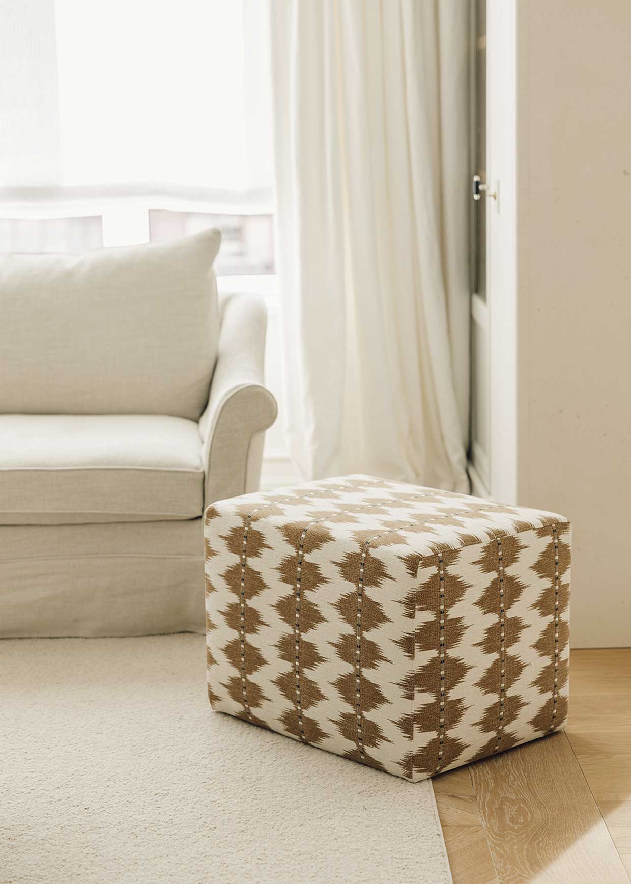 Ochre patterned ottoman