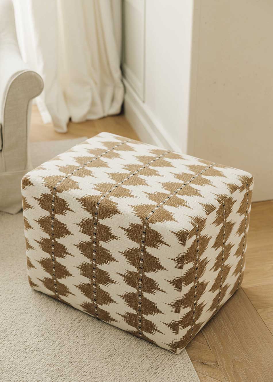 Ochre patterned ottoman