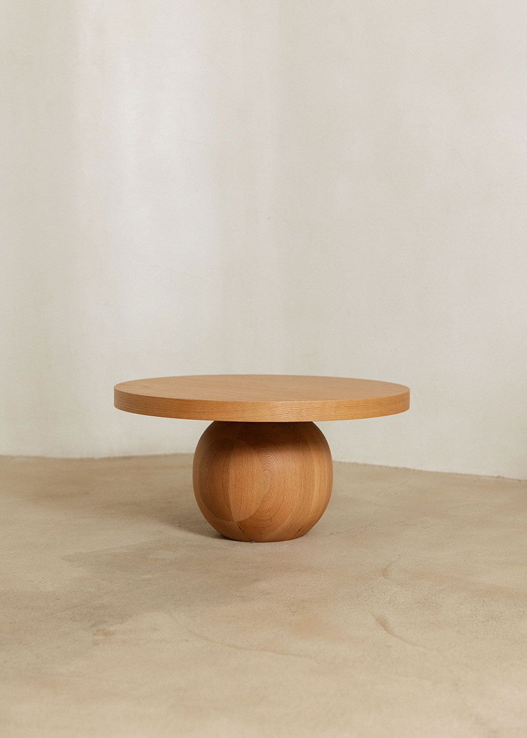 Wooden table on a sphere