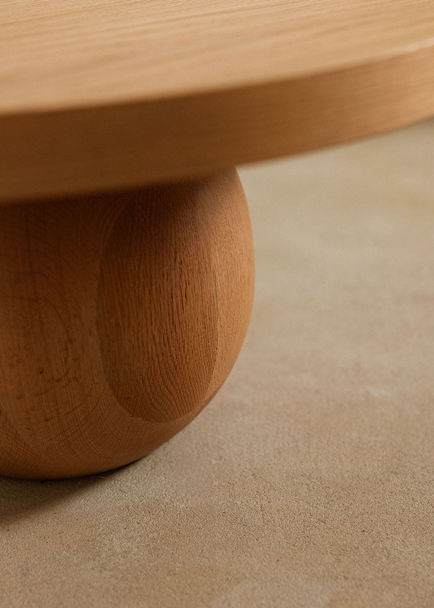 Wooden table on a sphere