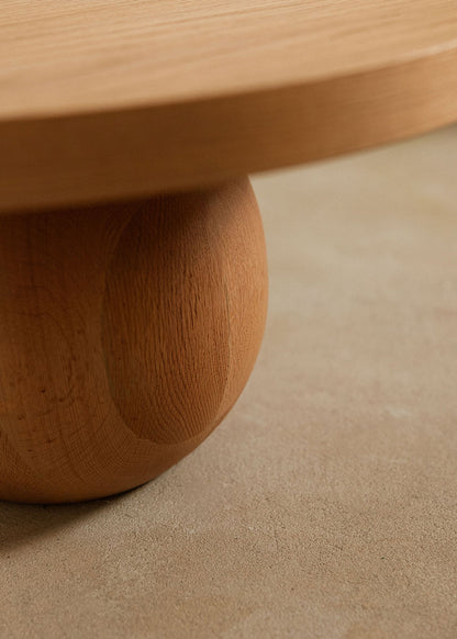 Wooden table on a sphere