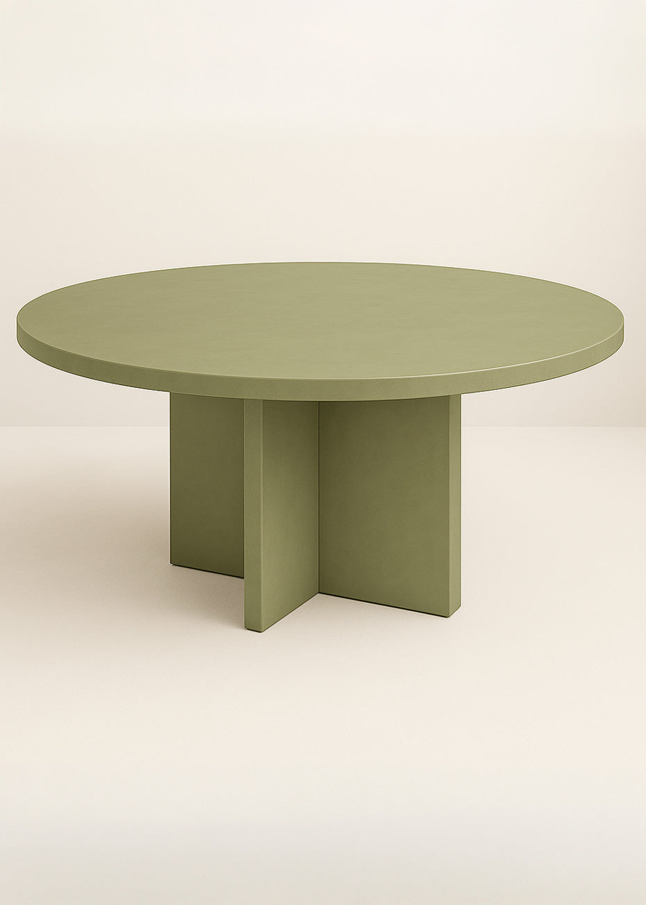 Mesa de comedor redonda en madera lacada
