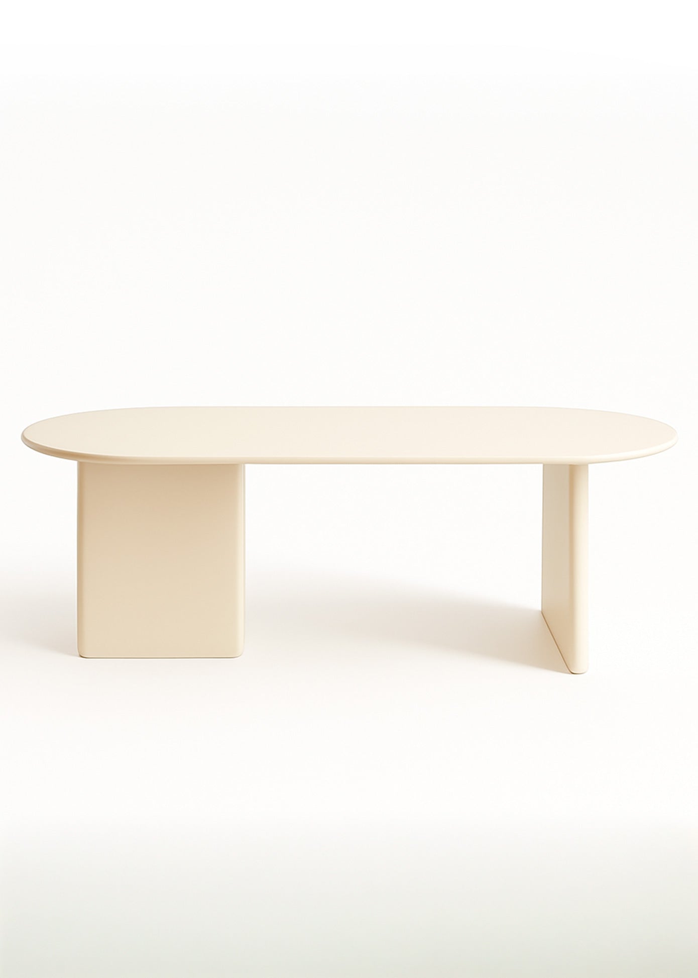 Mesa de comedor de madera lacada crema