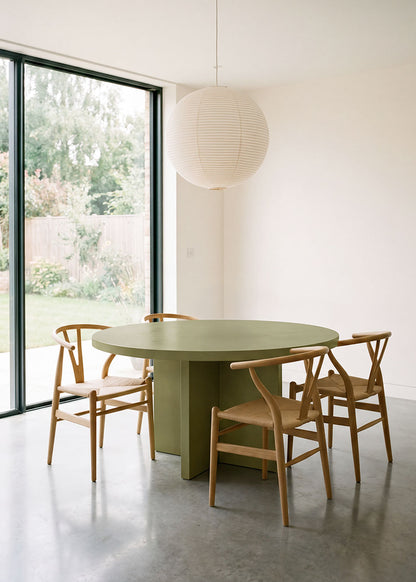 Mesa de comedor redonda en madera lacada
