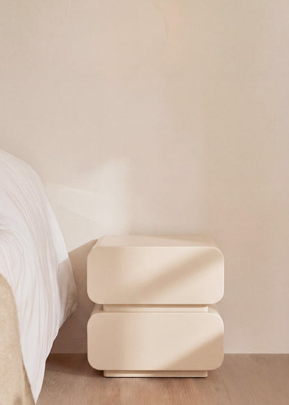 Mesita de noche crema