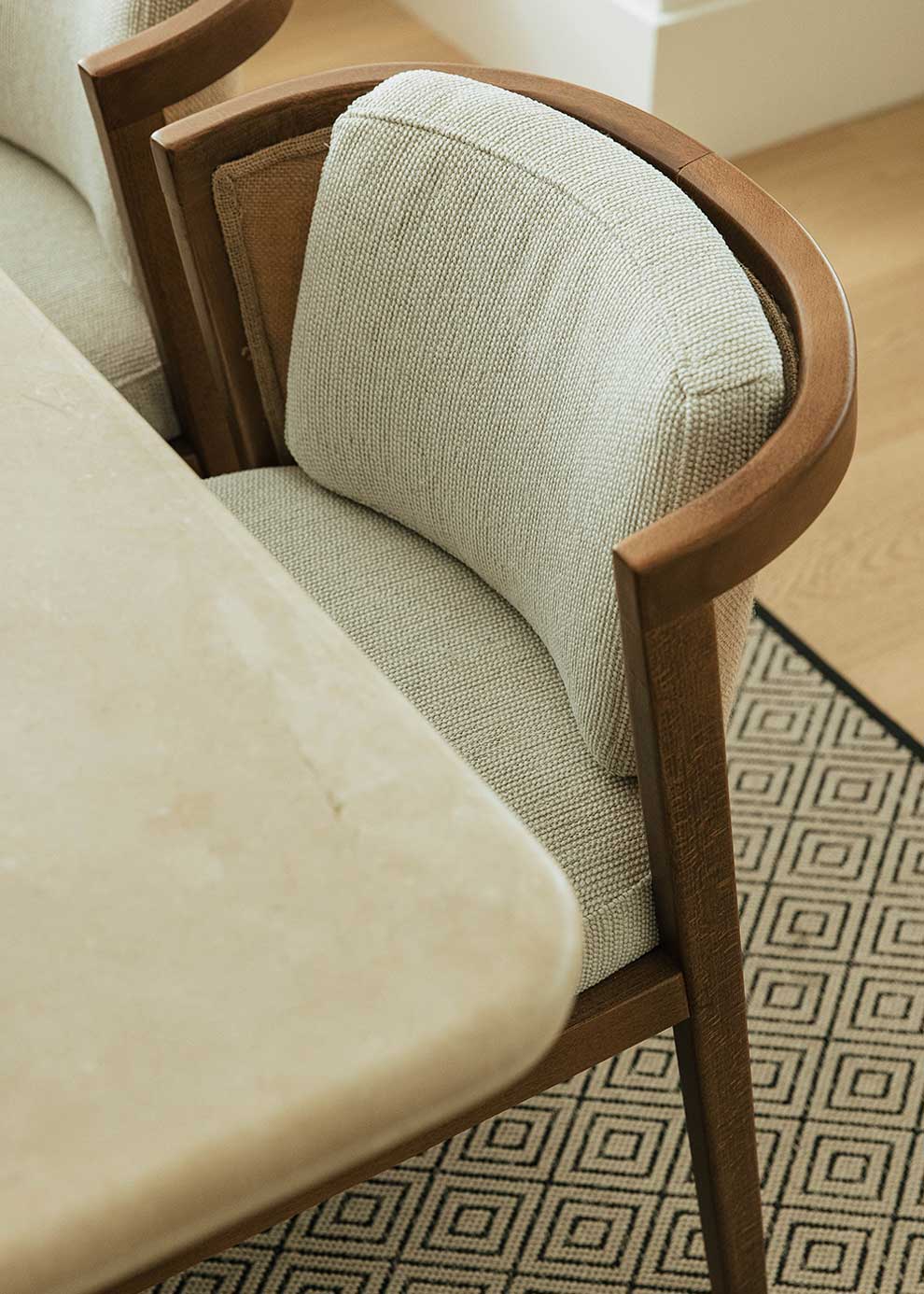 Beige jute and wooden chair