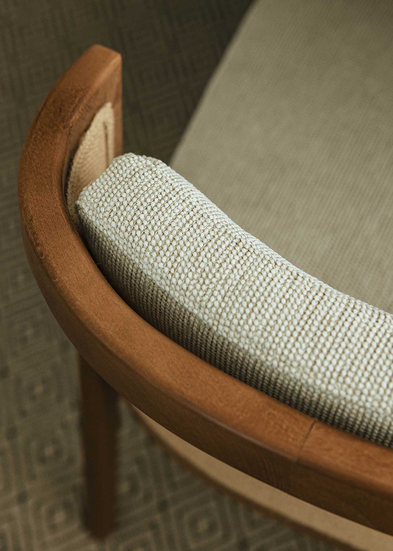 Beige jute and wooden chair