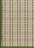 Alfombra fabricada en PET a partir de botellas de plástico recicladas de color beige con detalles en verde y elaborada en telar wilton de tejido plano.