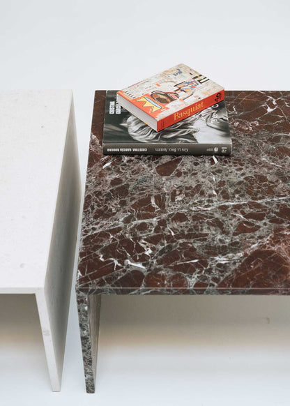 Mesa de centro de Rosso lepanto y caliza