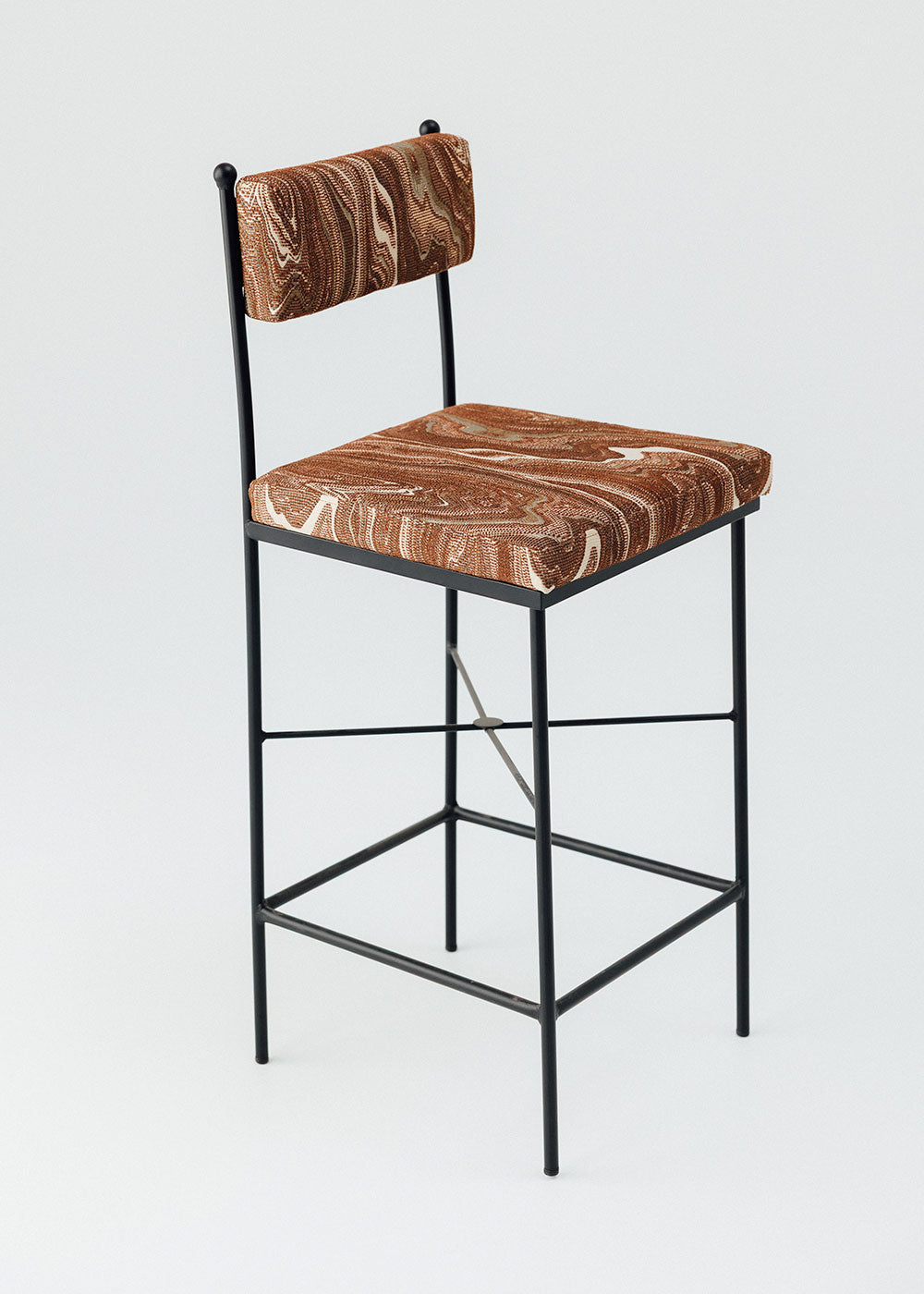 Outdoor steel stool without armrests
