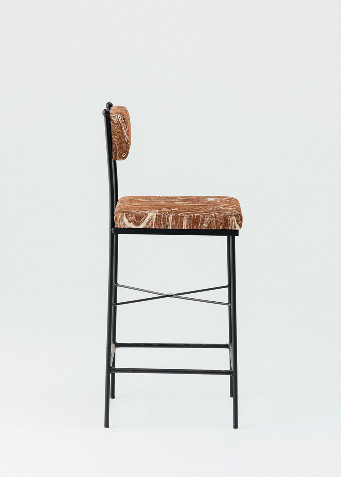 Outdoor steel stool without armrests